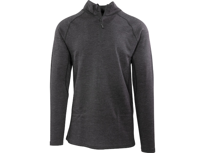 MidwayUSA Men's Heavyweight Merino Wool 1/4 Zip Base Layer Shirt Black