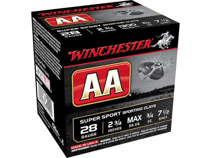 Winchester AA Super Sport Sporting Clays Ammunition 28 Gauge 2-3/4" 3/4 oz