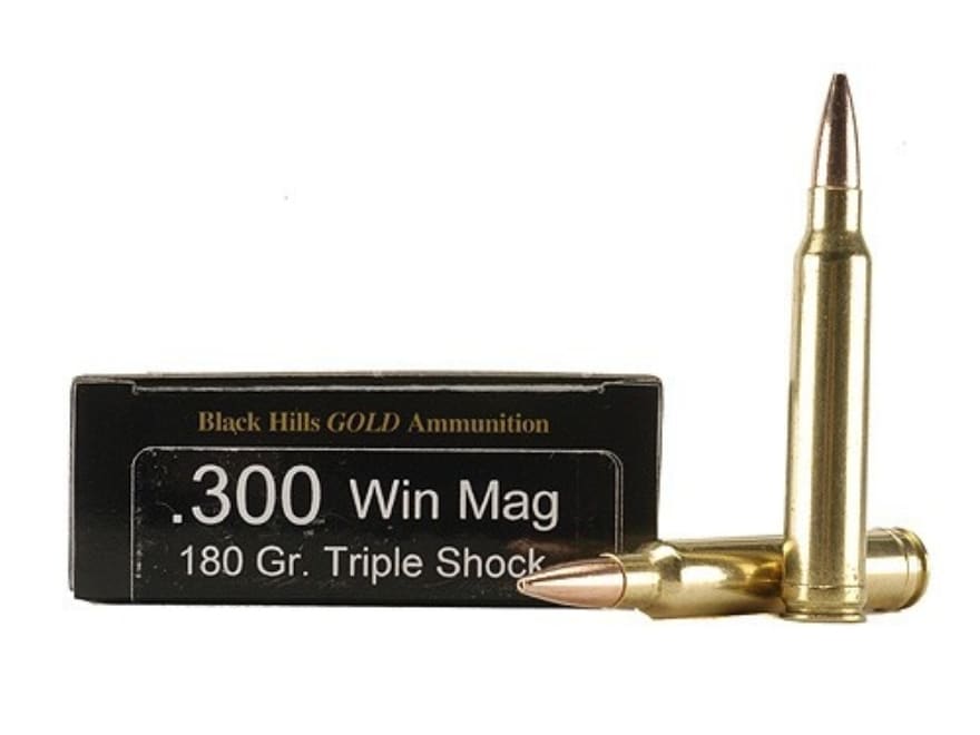 Black Hills Gold 300 Winchester Magnum Ammo 180 Grain Barnes Triple-Shock X Solid Hollow Point Lead Free Case of 100 (5 Boxes of 20)
