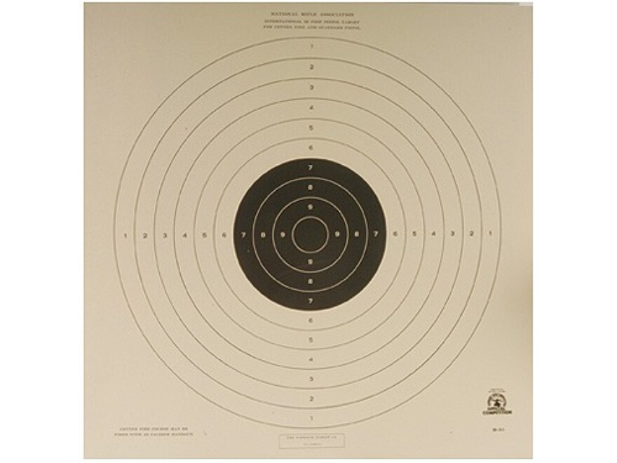 NRA Official International Pistol Targets B-33 50' Paper 100PK