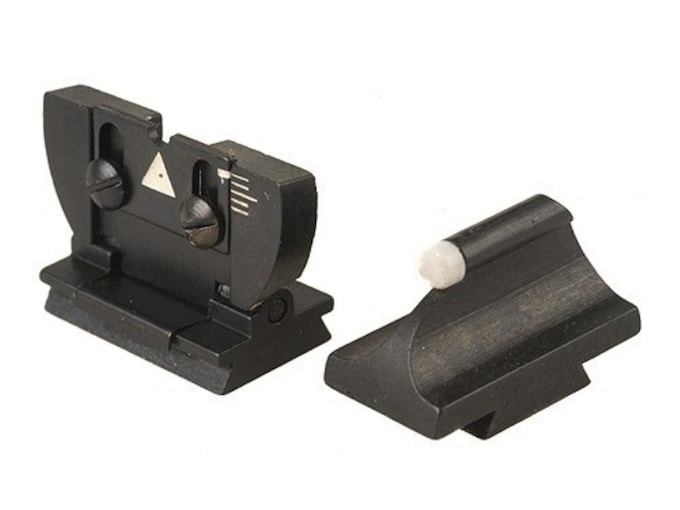Lyman Muzzleloader Sight Set, White Bead Front, Folding Leaf Rear .360" Dovetail Steel Blue