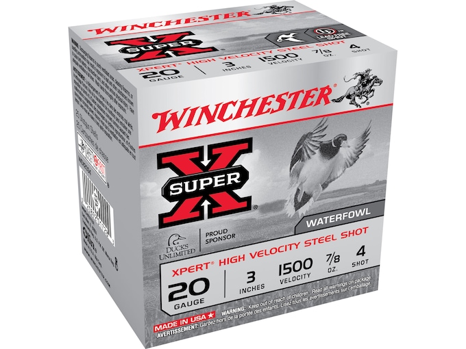 Winchester Xpert High Velocity Ammunition 20 Gauge 3" 7/8 oz #4 Non-Toxic Plated Steel Shot