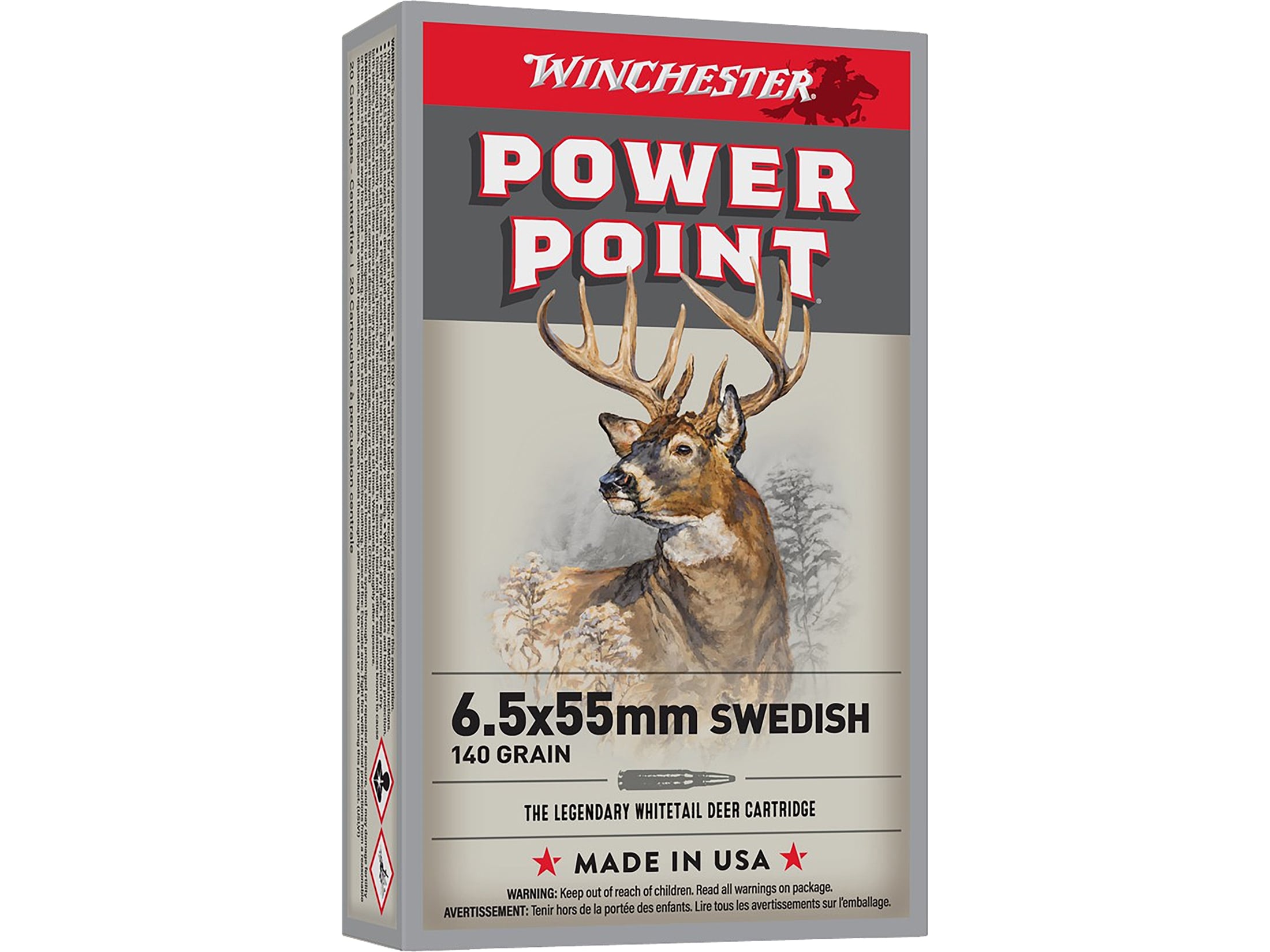 Winchester X6555 Power-Point 6.5x55Swedish 140gr 20 Per Box/10 Case Centerfire, Rifle Ammunition