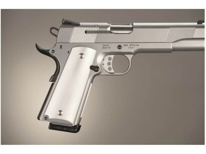 Hogue Extreme Series Grips 1911 Government, Commander Ambidextrous Safety Cut Brushed Aluminum Gloss