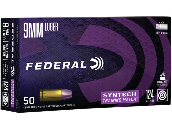 Federal Syntech Training Match Ammunition 9mm Luger 124 Grain Total Synthetic Jacket