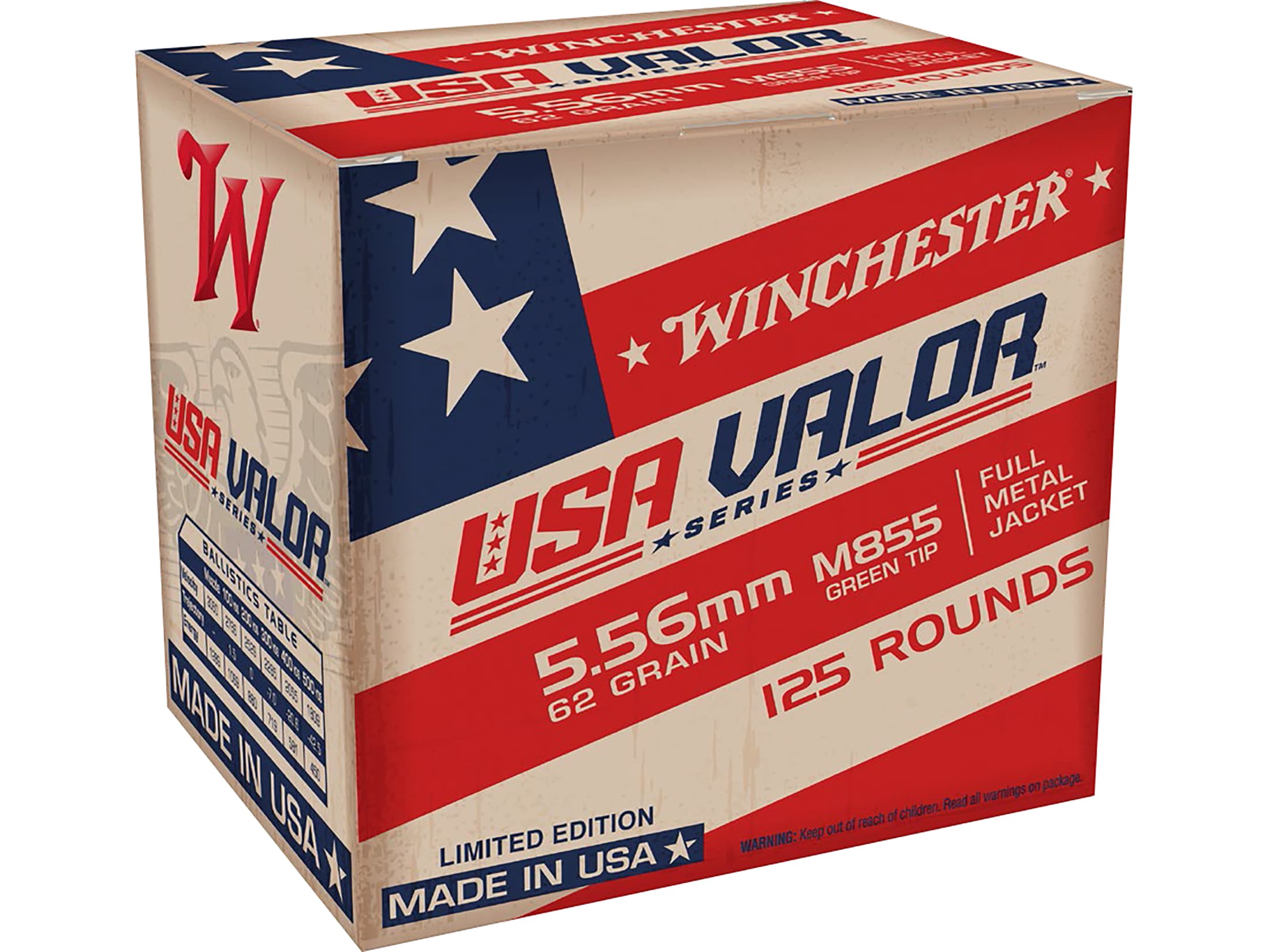Winchester usa valor 5 56x45mm nato ammo 62 grain penetrator full
