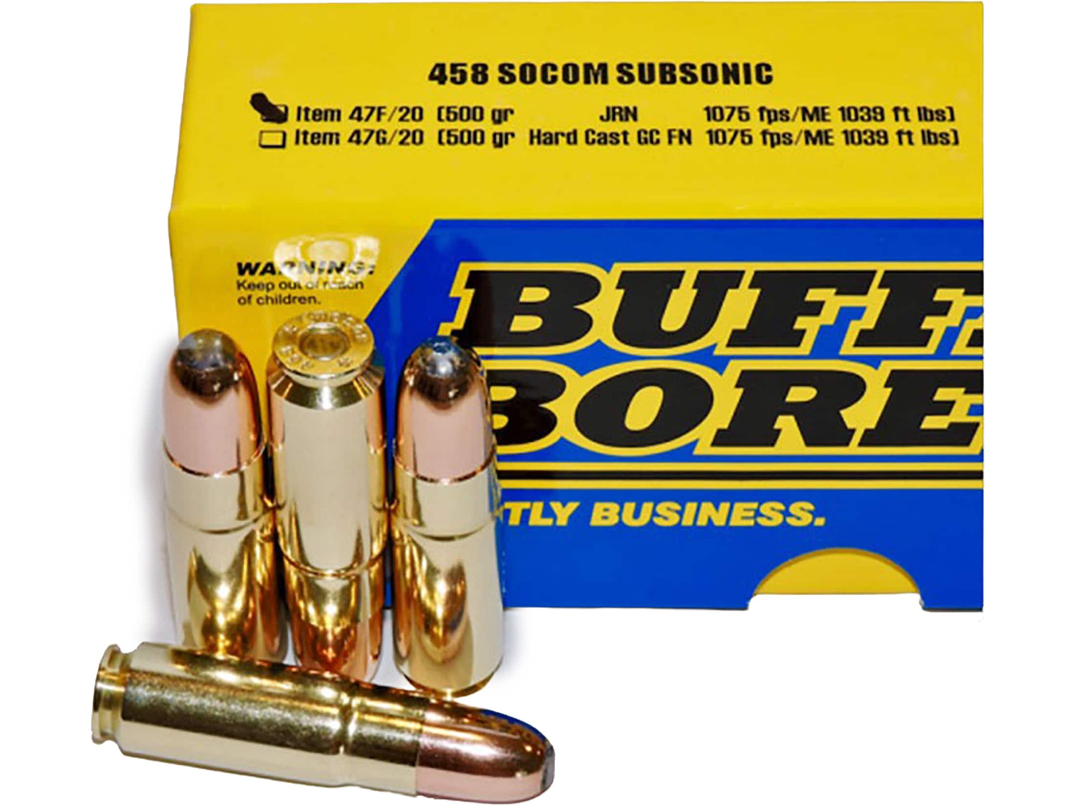 Buffalo Bore 458 Socom Ammo 500 Grain Jacketed Flat Nose Box of 20