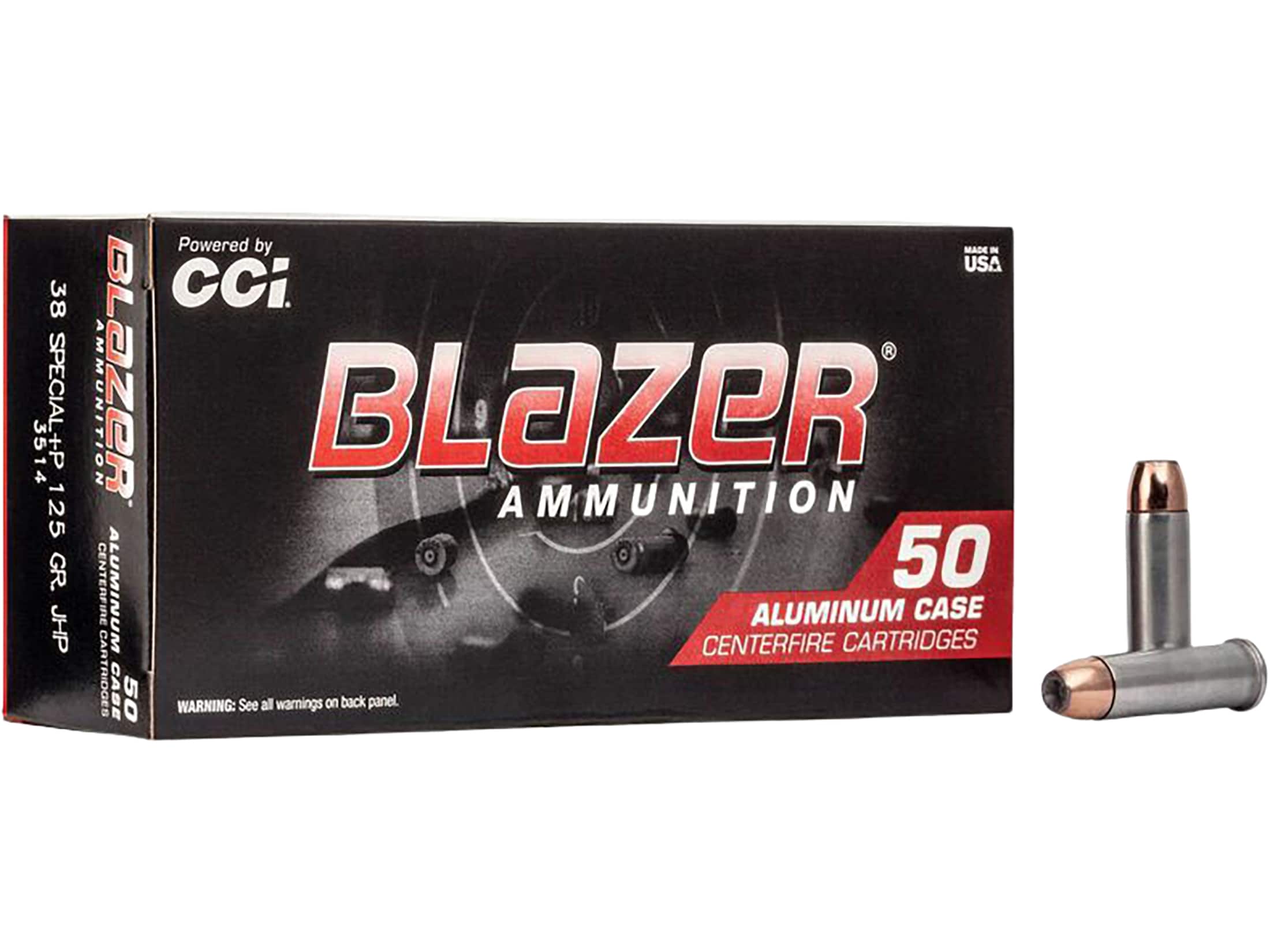 Blazer 38 Special +P Ammo 125 Grain Jacketed Hollow Point