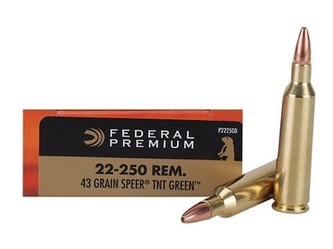 Federal Premium Varmint Ammo 22 250 Remington 43 Grain Speer Tnt Green