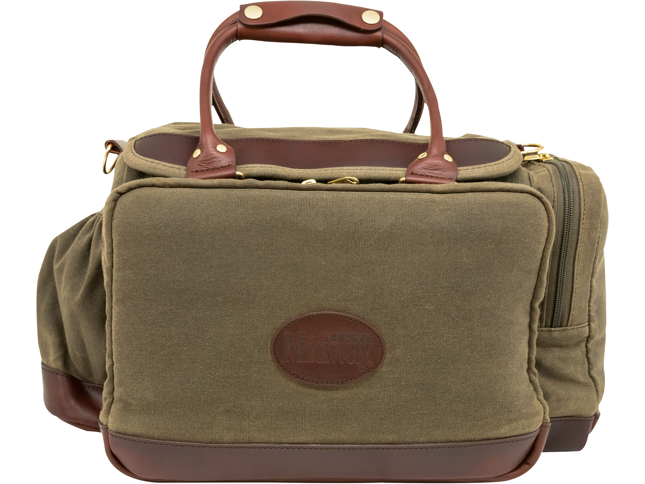 Waxed Canvas Pistol Range Bag - Olive Brown With Leather Accents