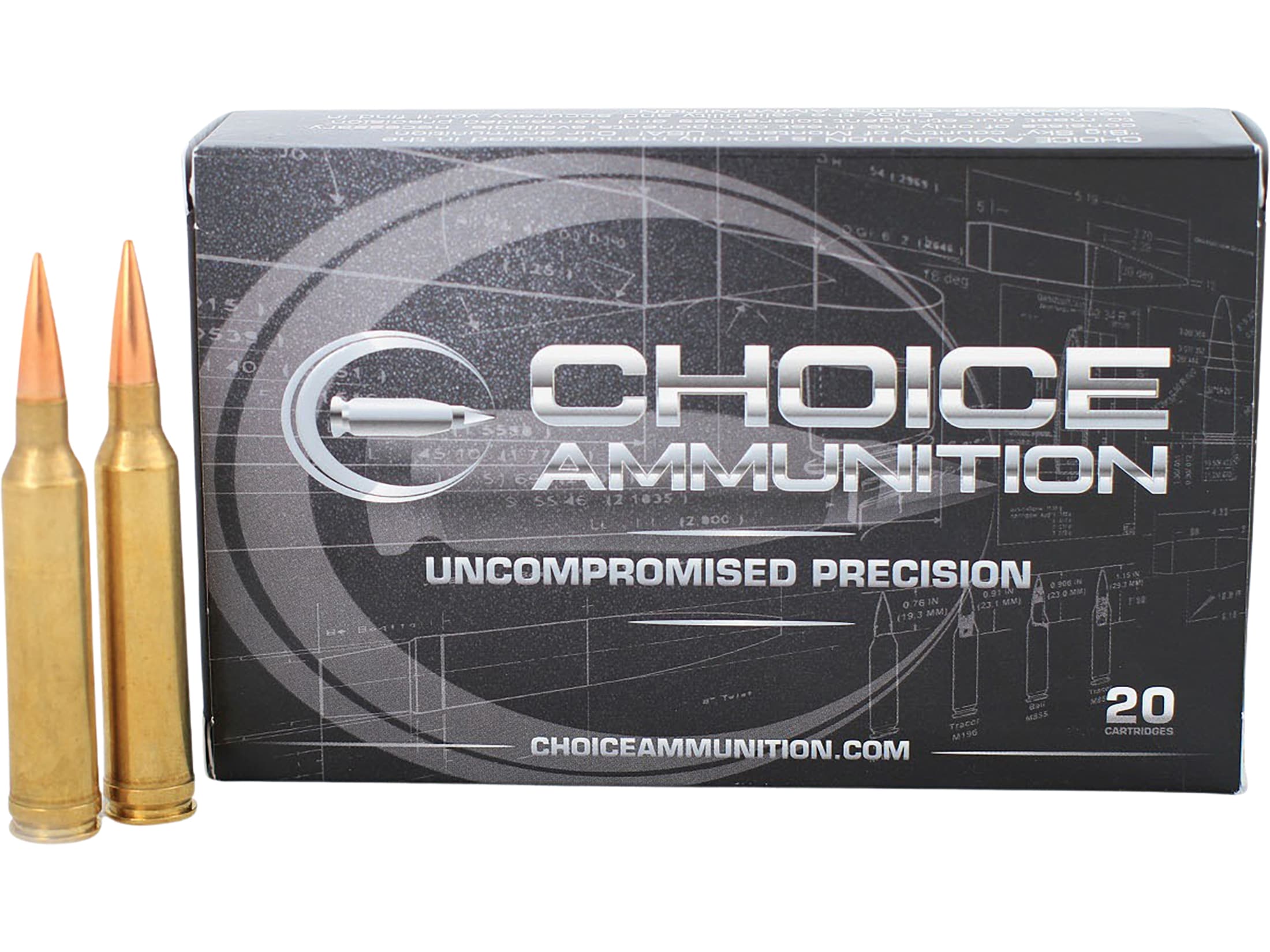 Choice 7mm Remington Magnum Ammo 168 Grain Berger Hunting VLD (Very Low Drag) Jacketed Hollow Point Box of 20