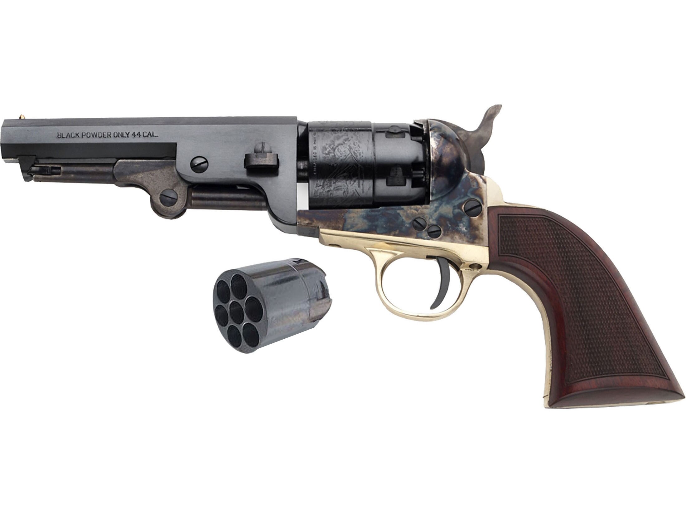 Pietta 1851 Navy Black Powder Revolver 44 Cal 4.875 Blued Barrel Case