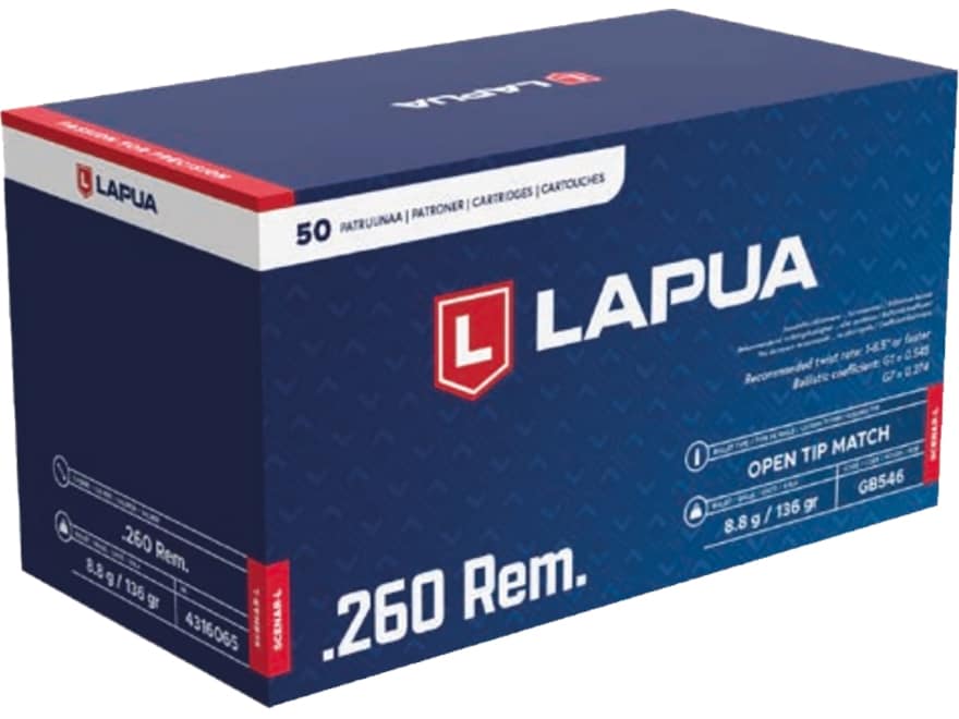 Lapua Scenar-L 260 Remington Ammo 136 Grain Open Tip Match Box of 50