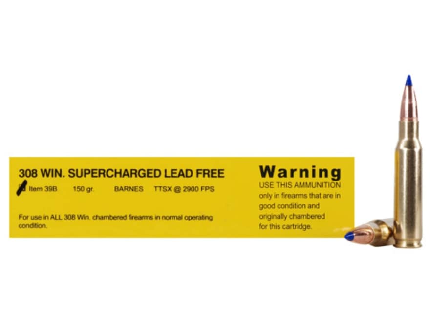 Buffalo Bore 39B20 Supercharged Strictly Business 308Win 150gr Barnes Tipped TSX Lead Free 20 Per Box/12 Case Centerfire, Rifle Ammunition