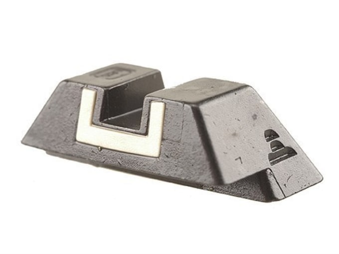 Glock Factory Square Rear Sight 7.3mm .287" Height Steel Black White Outline