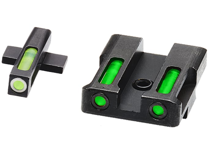 HIVIZ LiteWave H3 Night Sight Set Springfield XD,XDS,XDE, XD-M 3-Dot Tritium Green Litepipe with White Front Ring