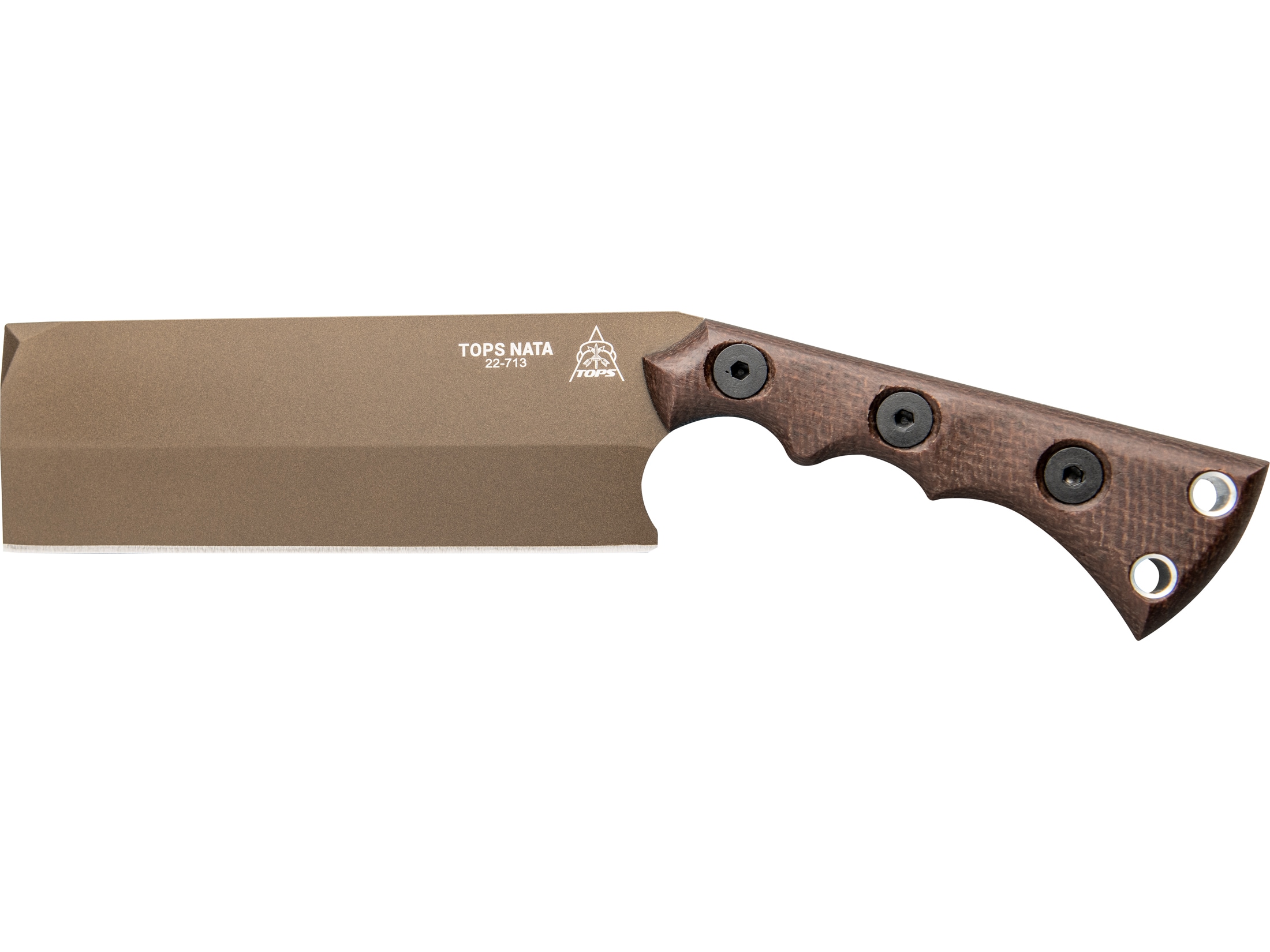 TOPS Knives Nata Hatchet Midnight Bronze Burlap Micarta Handle Brown