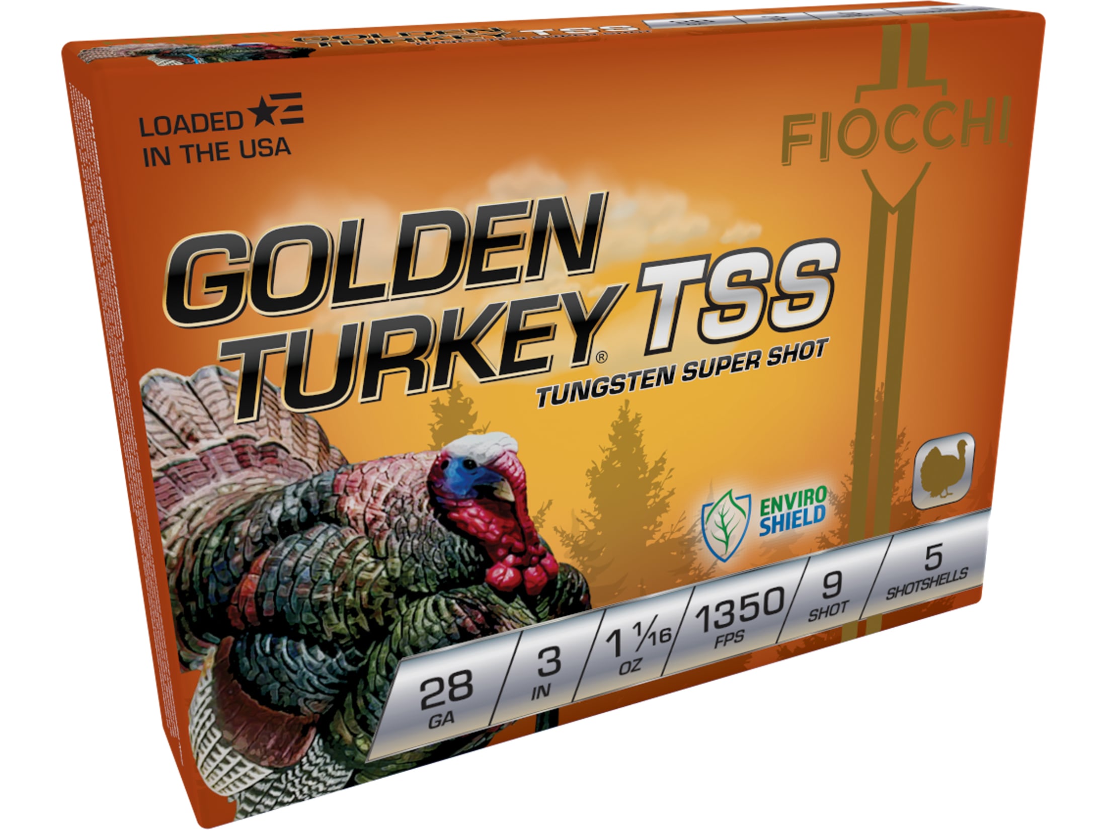 Fiocchi Golden Turkey TSS 28 Ga Ammo 3 #9 Tungsten Shot 1-1/16oz Box
