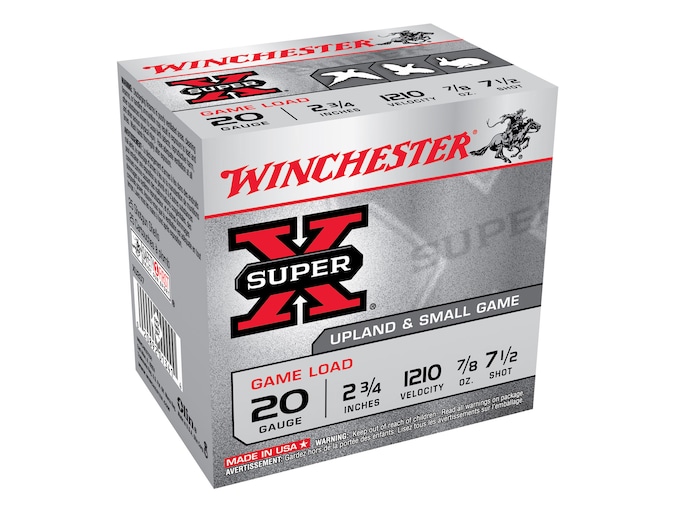 Winchester Super-X Game Load Ammunition 20 Gauge 2-3/4" 7/8 oz #7-1/2 Shot Box of 25