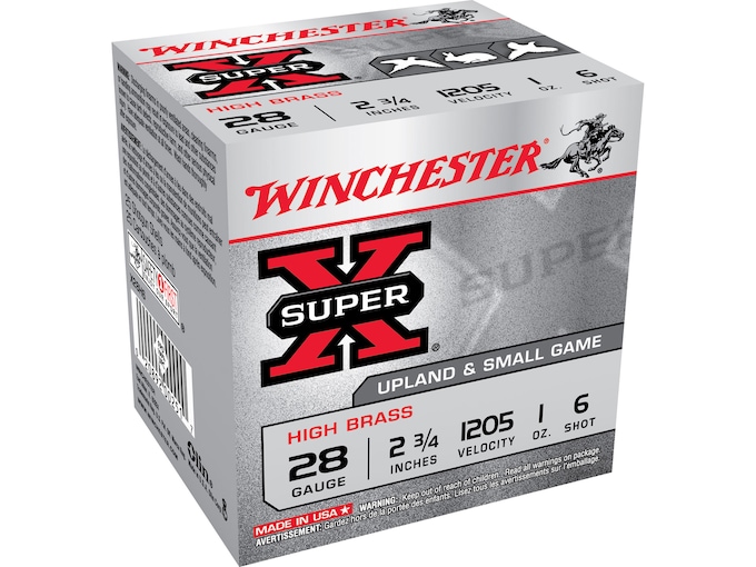 Winchester Super-X High Brass Ammunition 28 Gauge 2-3/4" 1 oz #6 Shot Box of 25