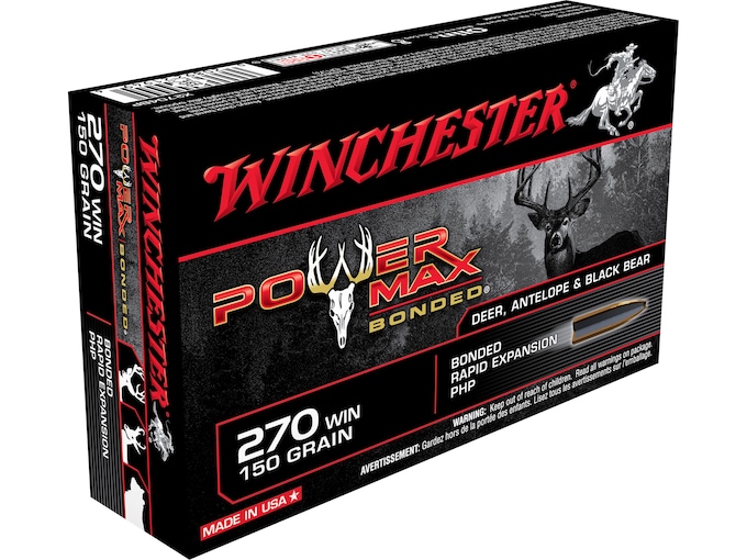 Winchester Power Max Bonded Ammo 270 Winchester 150 Grain Protected