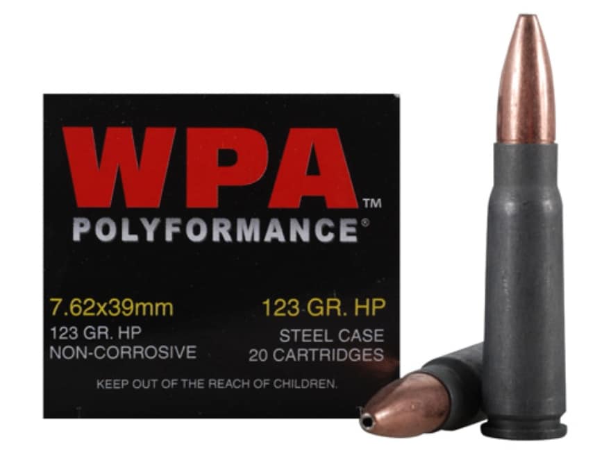 Wolf Ammo 7.62x39mm 123 Grain Jacketed Hollow Point Bi Metal