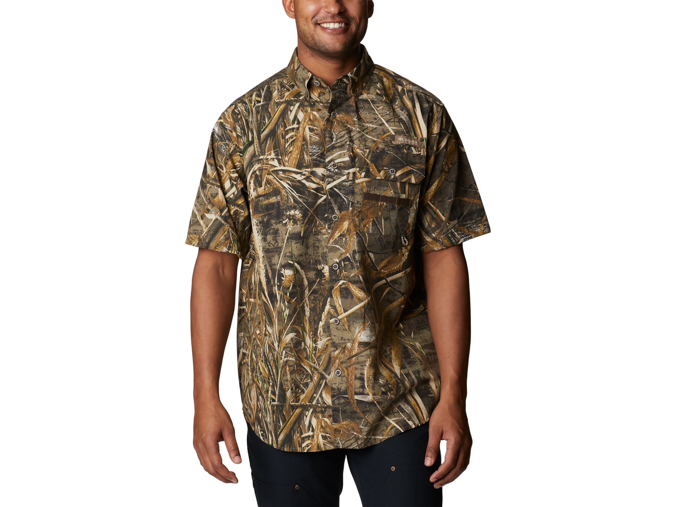 Columbia Men's Sharptail™ Short Sleeve Shirt, Black/Realtree Edge, Large