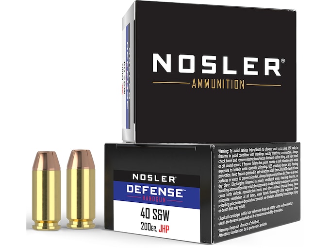 Nosler Defense Ammunition 40 S&W 200 Grain Bonded Jacketed Hollow Point Box of 20