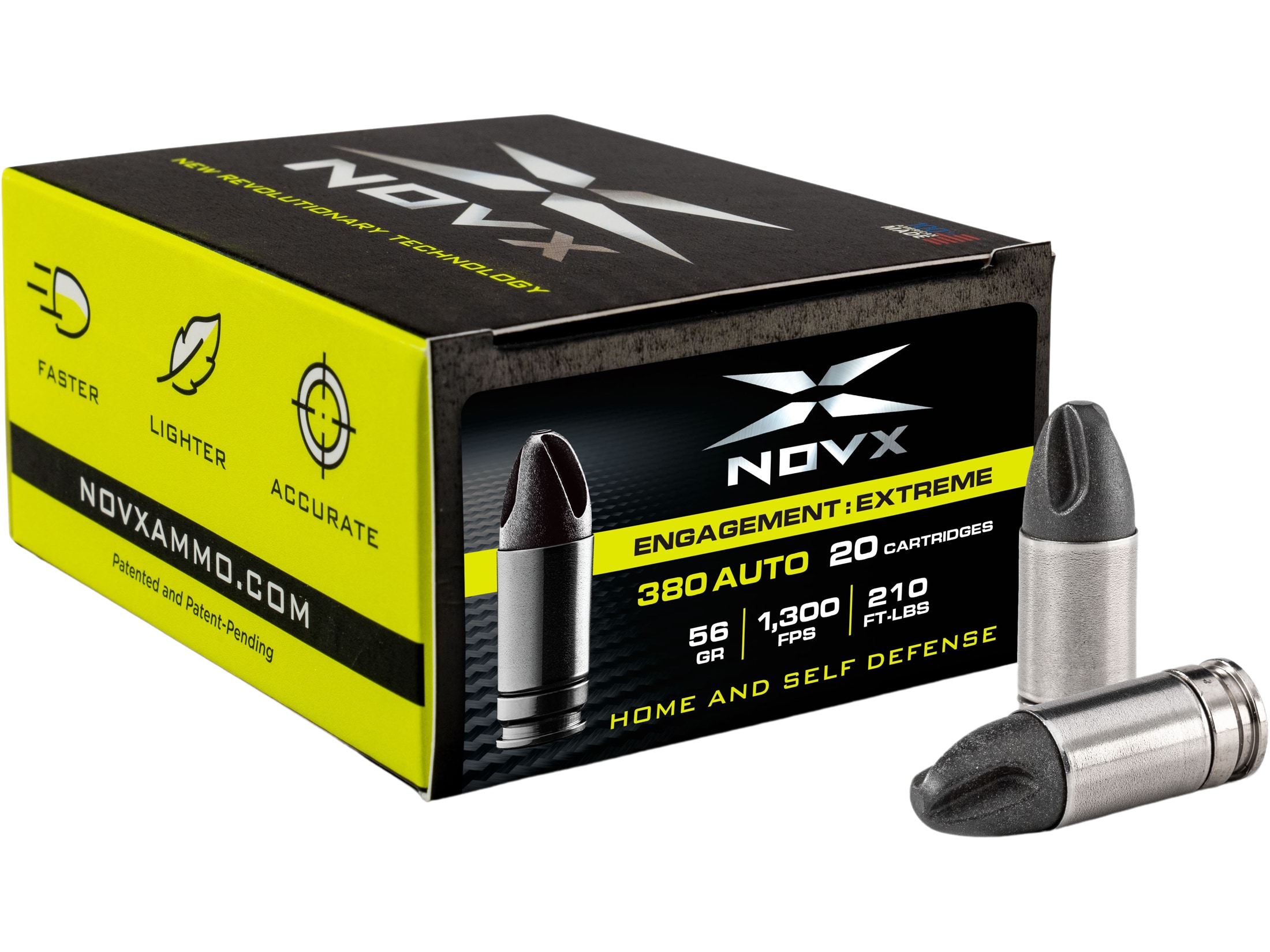 NovX Engagement Extreme Self-Defense 380 ACP Ammo 56 Grain Fluted Lead