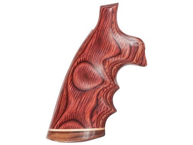 Hogue Fancy Hardwood Conversion Grips with Accent Stripe, Finger Grooves and Contrasting Butt Cap S&W K, L-Frame Round to Square Butt
