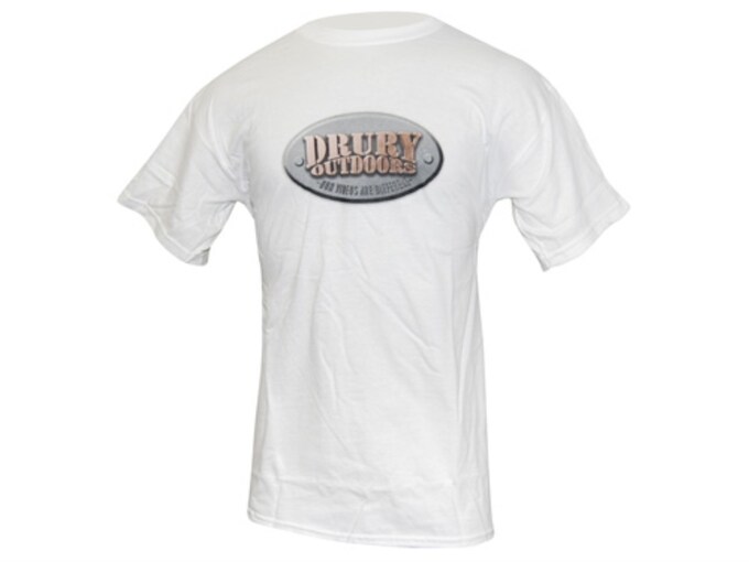 Drury Outdoors Men's Logo T-Shirt Short Sleeve Cotton White Large