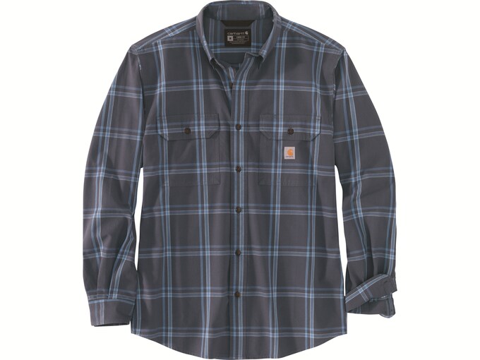 Carhartt Mens Loose Fit Midweight Chambray Long Sleeve Plaid Shirt 2251