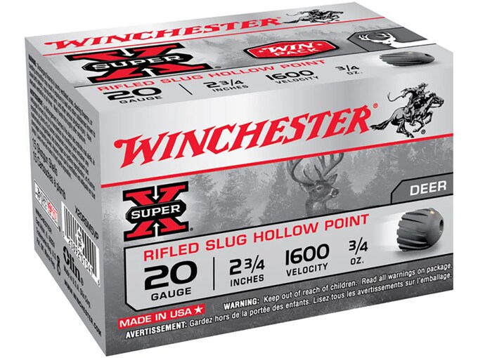 Winchester Super-X Ammunition 20 Gauge 2-3/4" 3/4 oz Rifled Slug