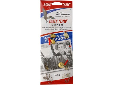 Eagle Claw Trout Snell Assortment Hook 1 Assorted 24PK