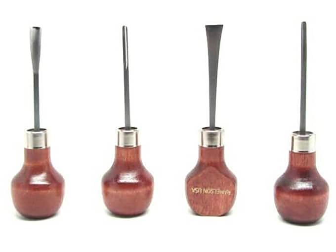 Ramelson 117 4-Piece Woodcarving Tool Set Palm-Style Handles