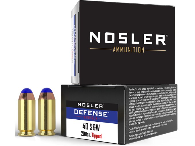 Nosler Defense Ammunition 40 S&W 200 Grain Bonded Tipped Box of 20