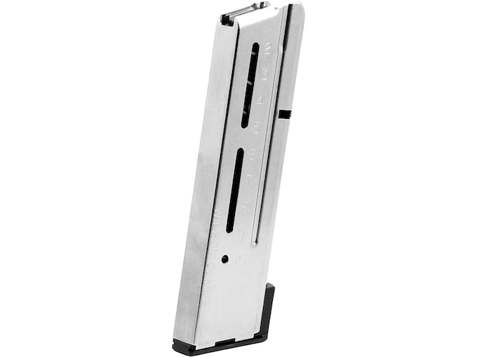 Wilson Combat Elite Tactical Magazine ETM with Low Profile Steel Base Pad 1911 Officer 9mm Luger 10-Round Stainless Steel