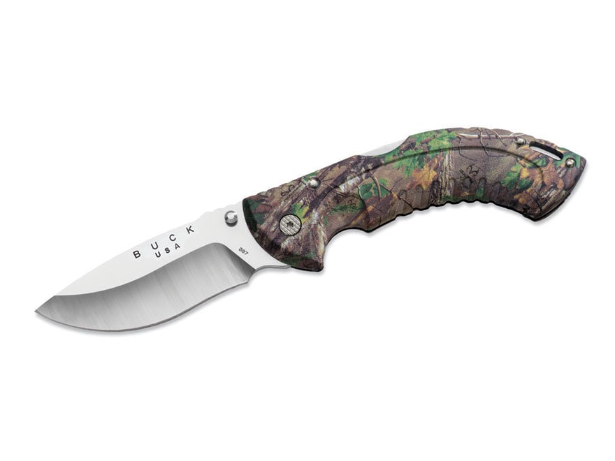 Buck 397 Omni Hunter 12 PT Folding Knife 4 Drop Point 420HC SS 