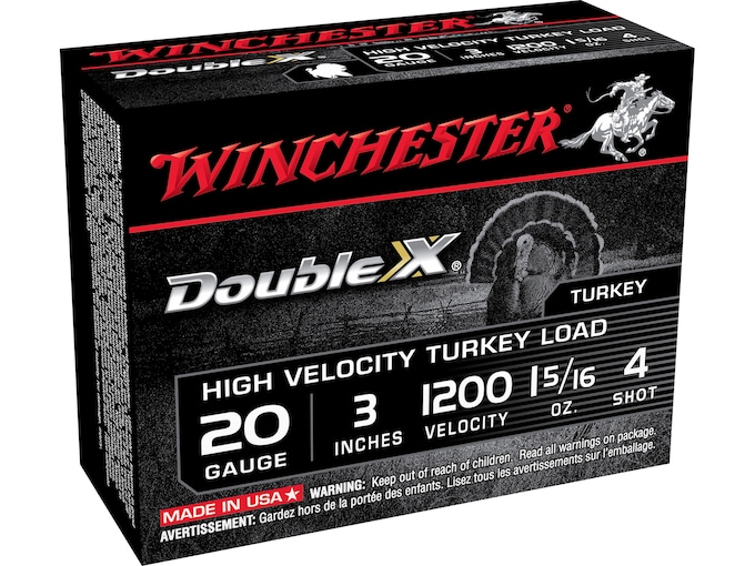 Winchester Double X Turkey Ammunition 20 Gauge 3" 1-5/16 oz #4 Copper Plated Shot Box of 10