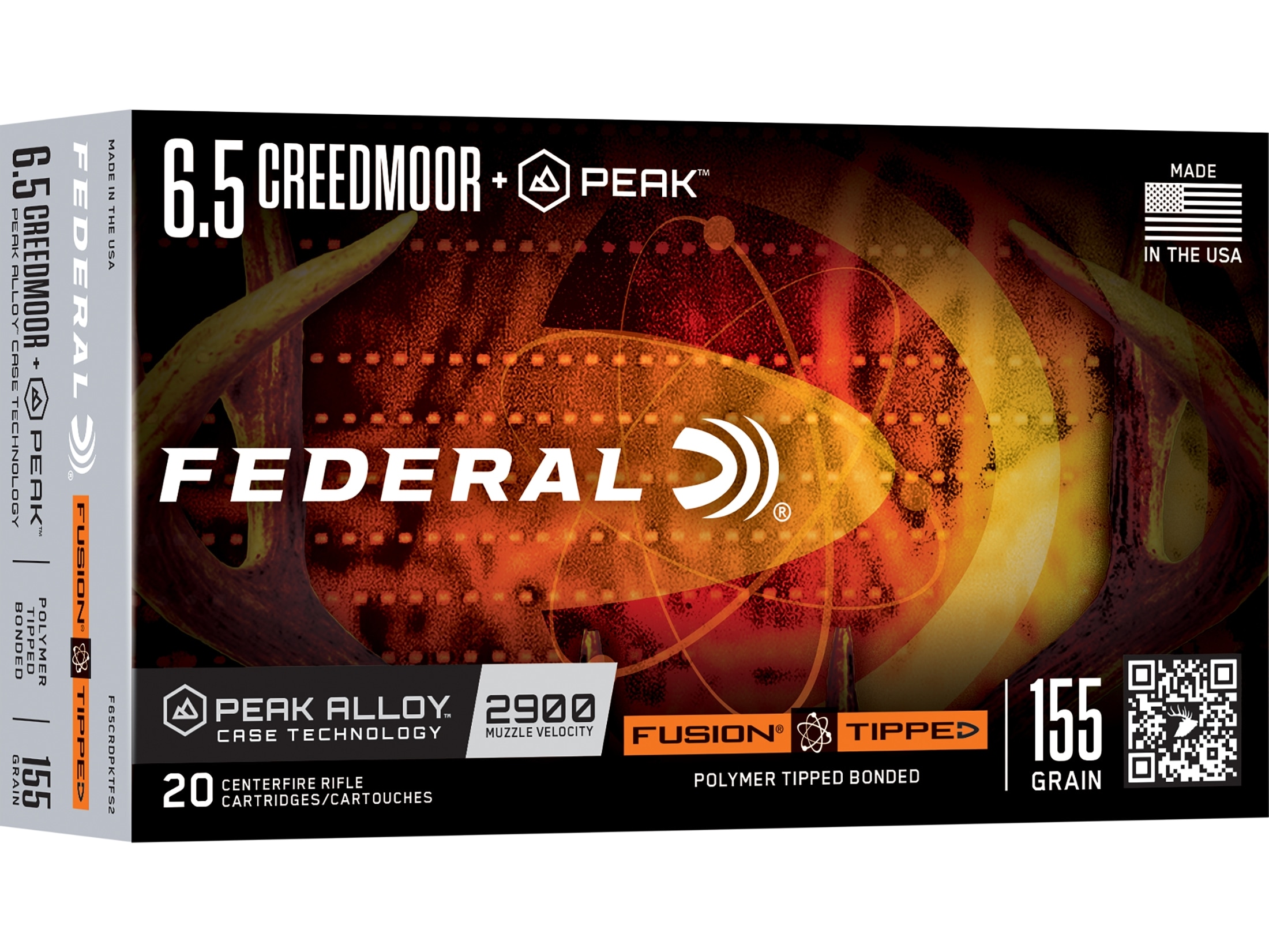 Federal Premium Fusion Tipped 6.5 Creedmoor +Peak Ammo 155 Grain Polymer Tip Case of 200 (10 Boxes of 20)