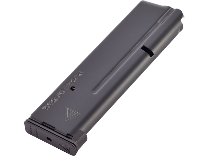 Wilson Combat Vickers Duty Elite Tactical Magazine ETM-V with Aluminum Base Pad 1911 Government, Commander 9mm Luger 10-Round Stainless Steel Black