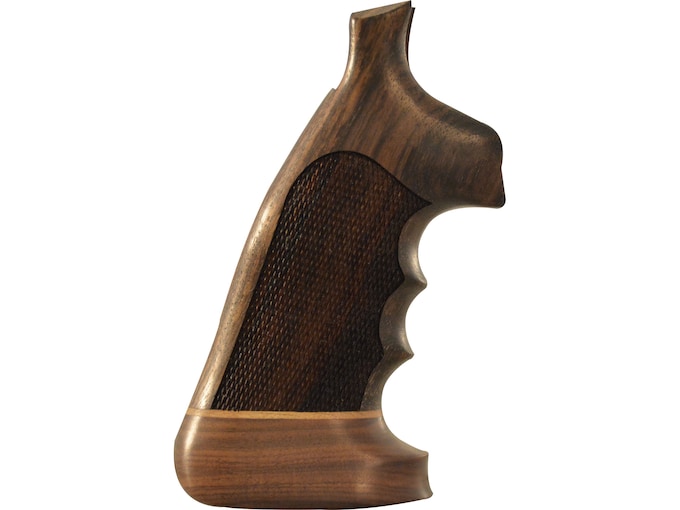 Hogue Fancy Hardwood Conversion Grips with Accent Stripe, Finger Grooves and Contrasting Butt Cap S&W N-Frame Round to Square Butt Oversize Checkered