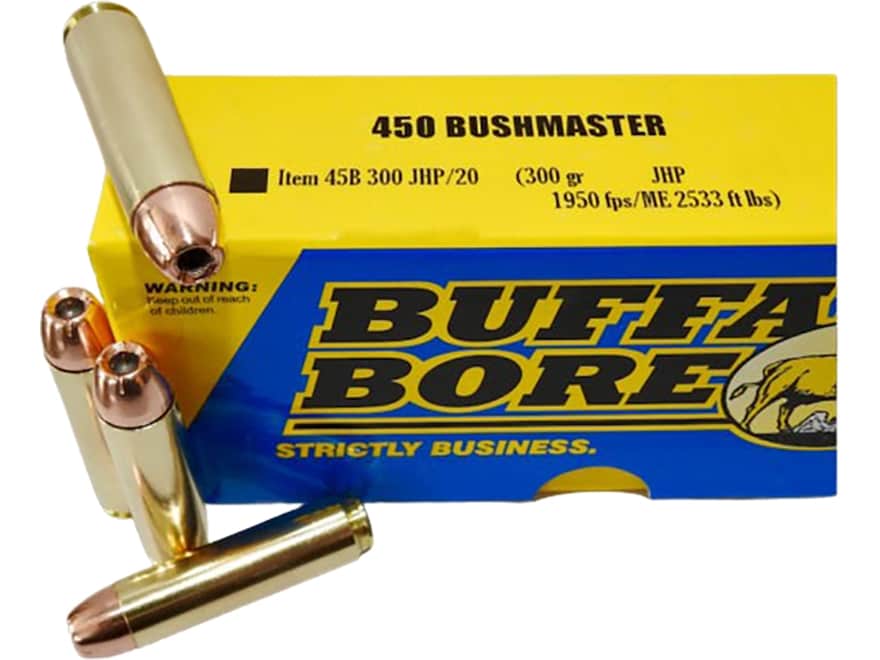 Buffalo Bore 450 Bushmaster Ammo 300 Grain Jacketed Hollow Point Box of 20