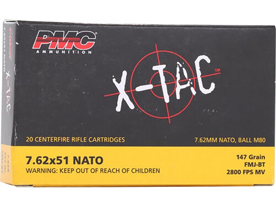 PMC X-Tac 7.62x51mm NATO Ammo 147 Grain Full Metal Jacket Box of 20