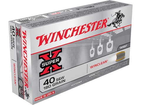 Winchester Super X WinClean 40 S&W Ammo 180 Grain Full Metal Jacket Box of 50