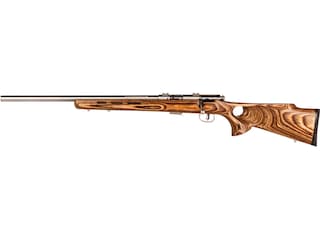 Savage Arms 93R17-BTVLSS Bolt Action Rimfire Rifle 17 Hornady Magnum Rimfire (HMR) 21" Barrel Left Hand Stainless and Brown Thumbhole image