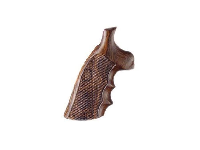 Hogue Fancy Hardwood Conversion Grips with Finger Grooves S&W K, L-Frame Round to Square Butt Checkered