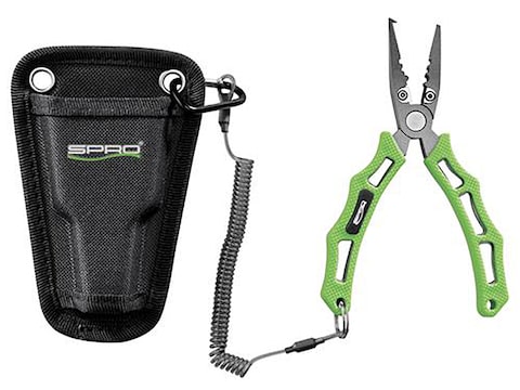 SPRO 6 Fishing Pliers with Lanyard & Sheath Stainless Steel Non-Slip  Handle Green