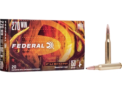 Federal Fusion Ammo 270 Winchester 150 Grain Bonded Soft Point Box of