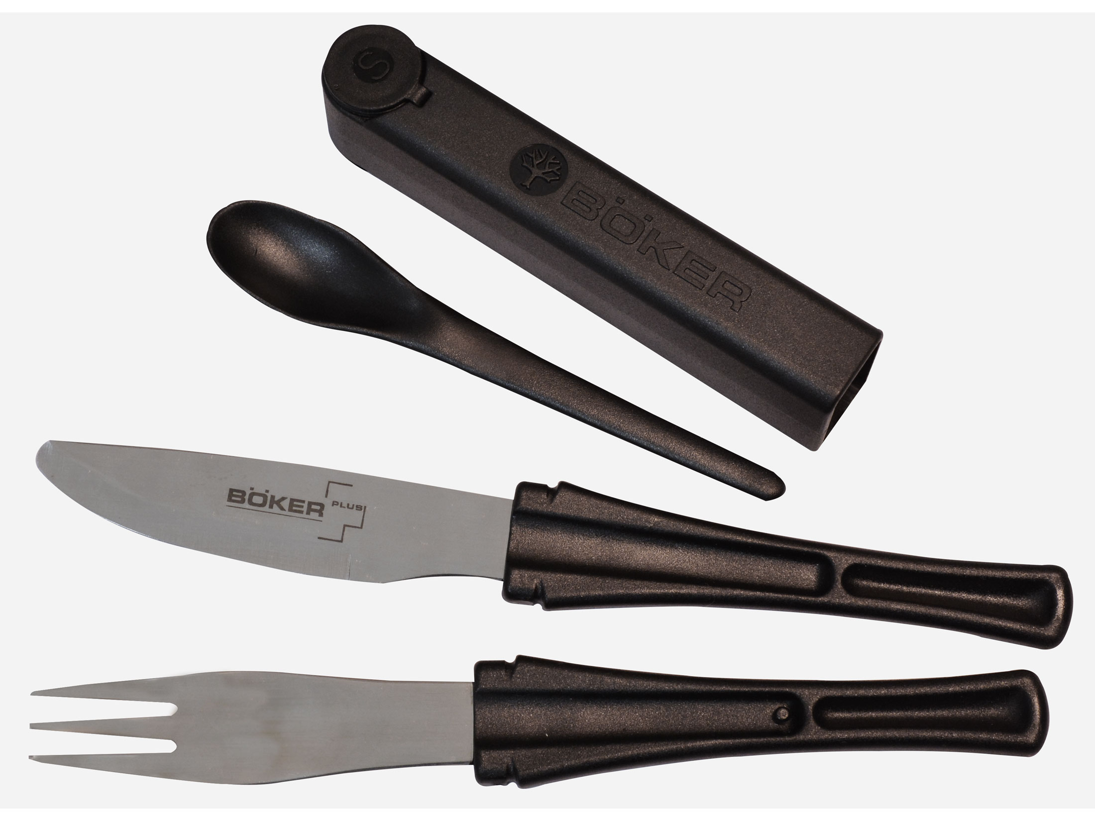 Boker 03BO800 SnacPac Travel Flatware Set - Knife, Fork & Spoon w